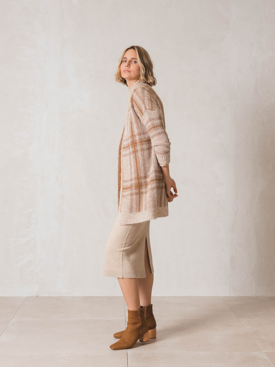 Indi & Cold Jacquard Cardigan (EA640) - Beige