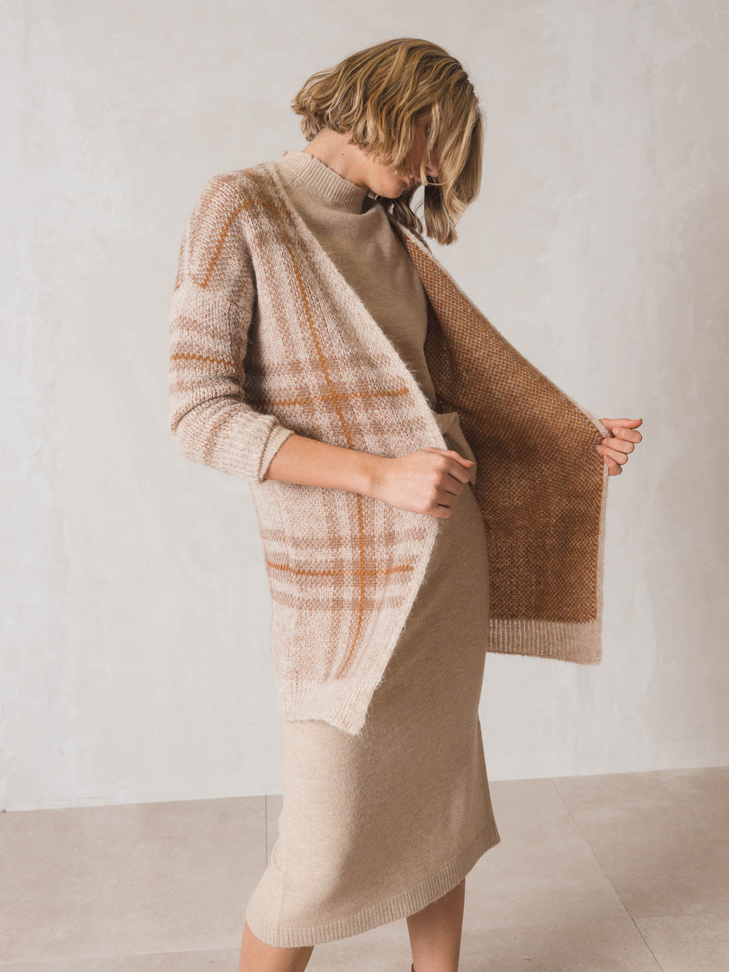 Indi & Cold Jacquard Cardigan (EA640) - Beige