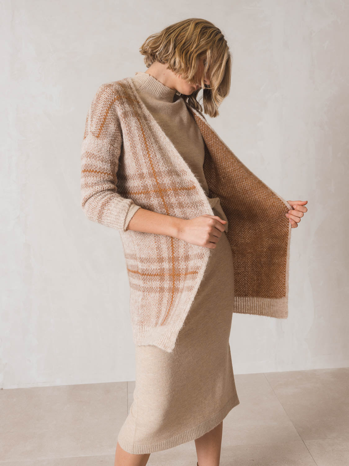 Indi & Cold Jacquard Cardigan (EA640) - Beige