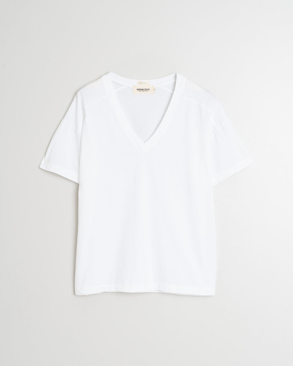 Indi & Cold V-Neck Cotton T-Shirt (ES362) - Blanco