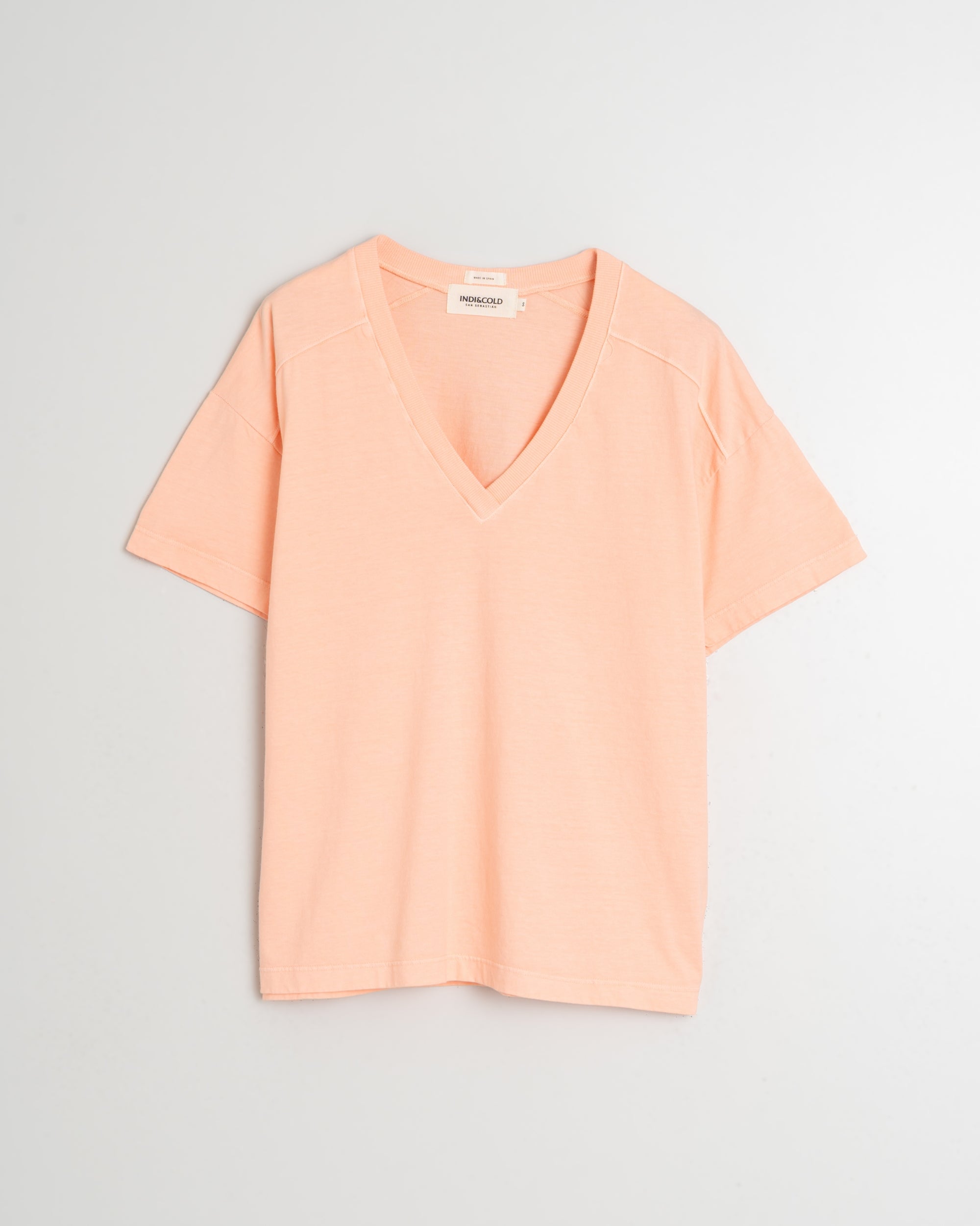 Indi & Cold V-Neck Cotton T-Shirt (ES362) - Peonia