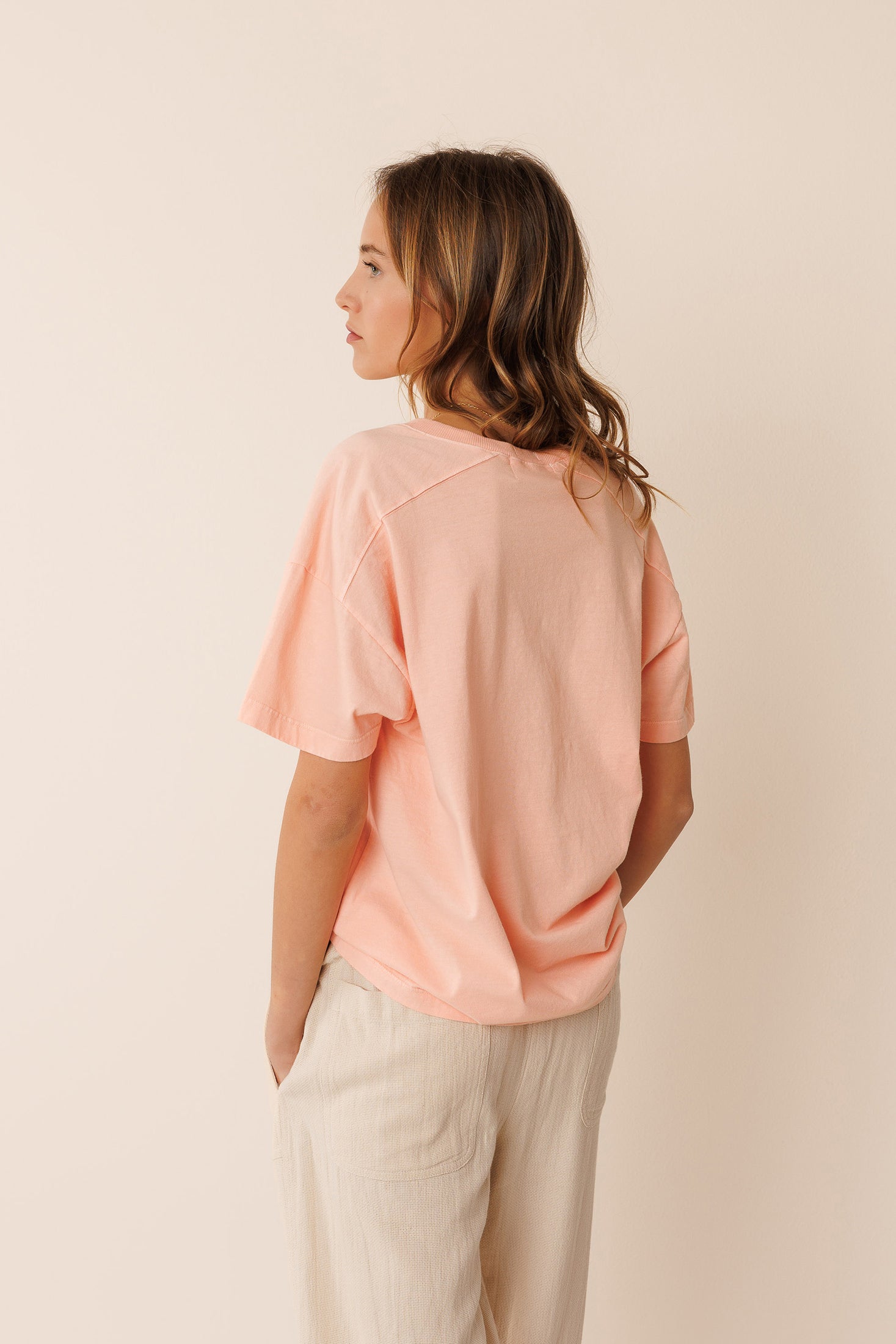 Indi & Cold V-Neck Cotton T-Shirt (ES362) - Peonia