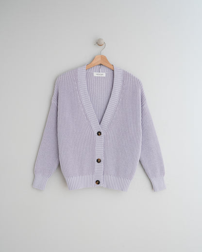 Indi & Cold Boxy Knitted Cardigan (FG455) - Jaspe Lila