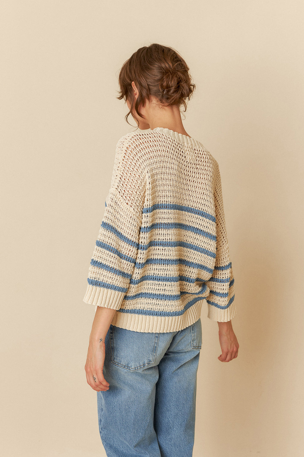 Indi & Cold Bicolour Stripes Sweater (GB475) - Indigo