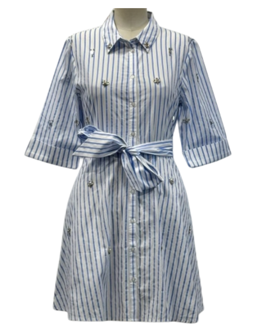 Goa Paris Jacquy Short Dress - White/Bleu