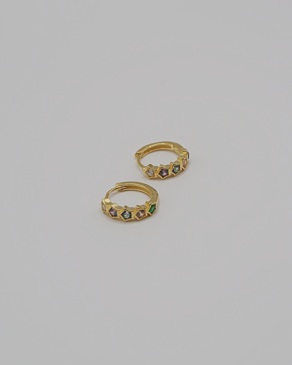 Humbleworks Binoche Colour Star Zircon Hoops Earrings - Gold