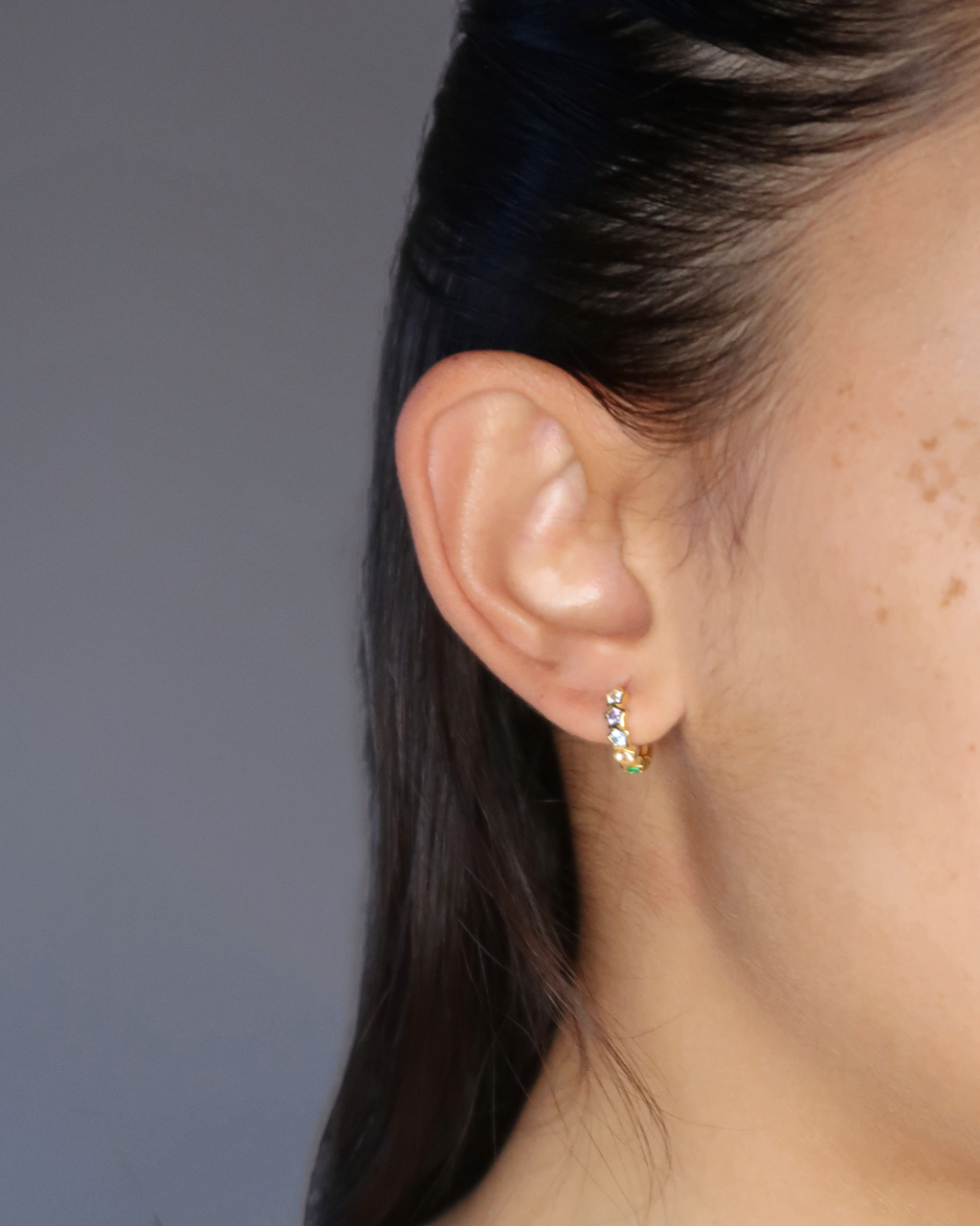 Humbleworks Binoche Colour Star Zircon Hoops Earrings - Gold