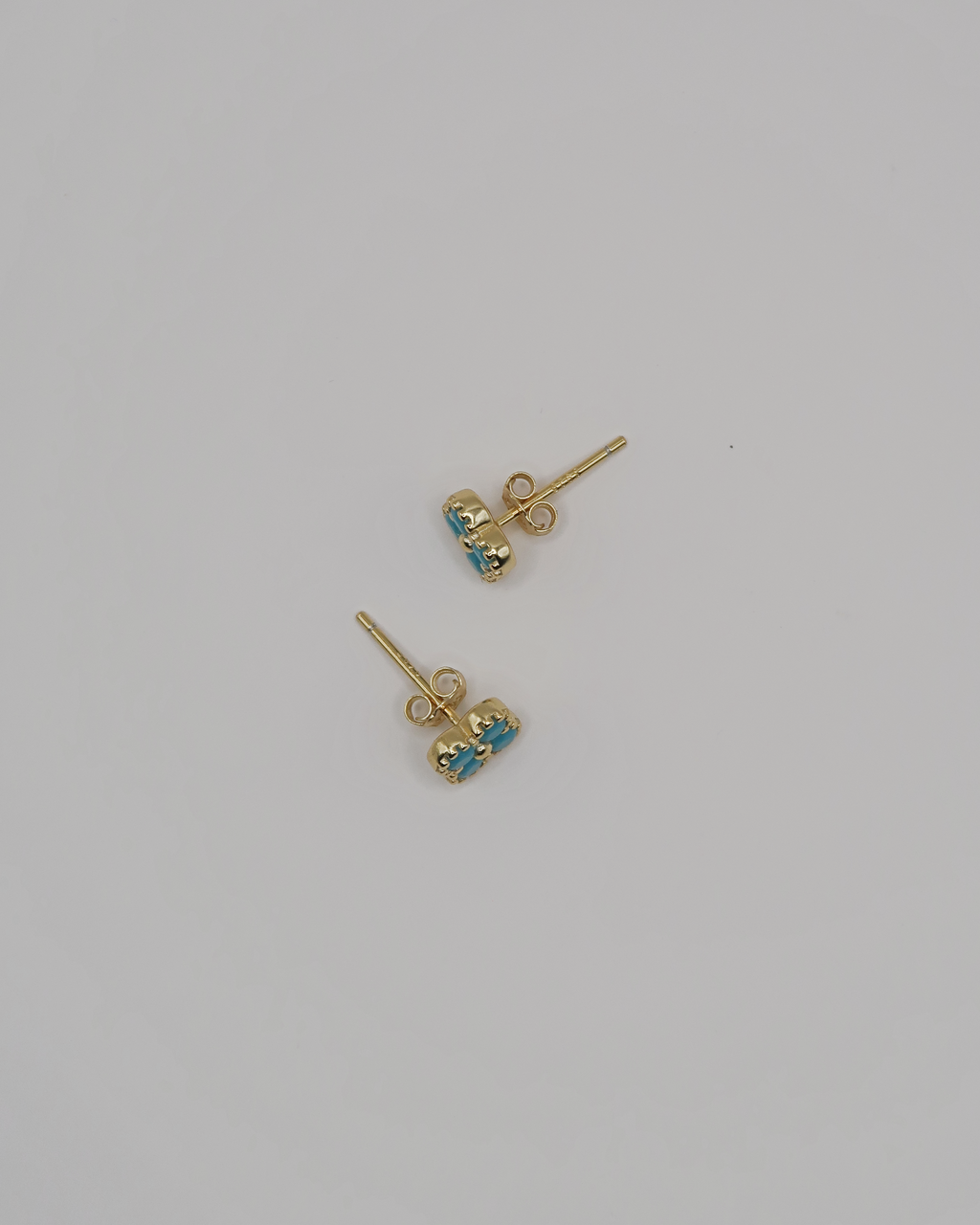 Humbleworks Brigida Blue Flower Studs Earrings - Gold