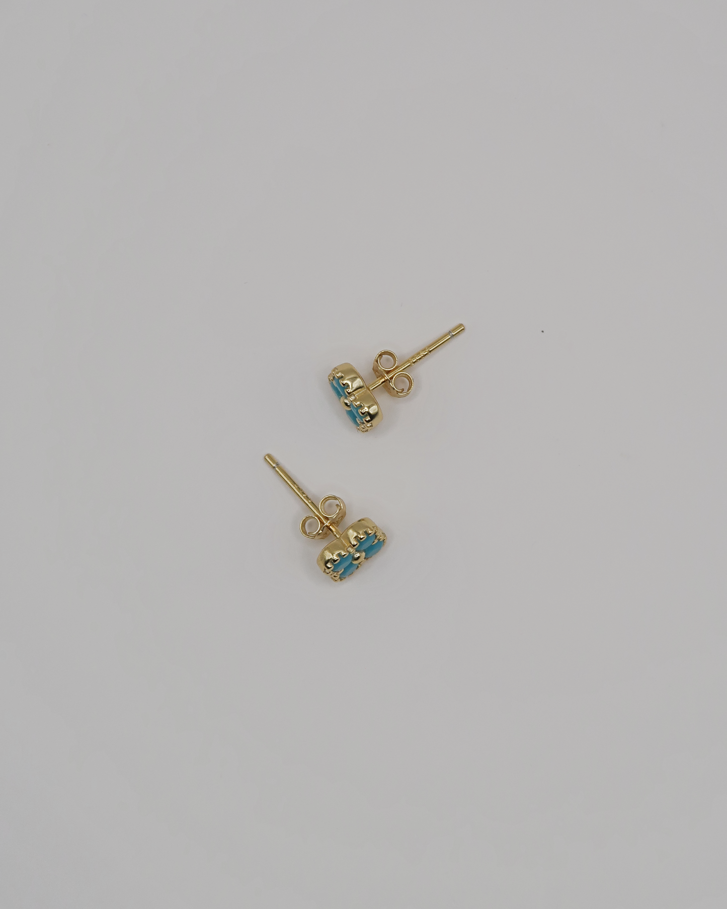 Humbleworks Brigida Blue Flower Studs Earrings - Gold