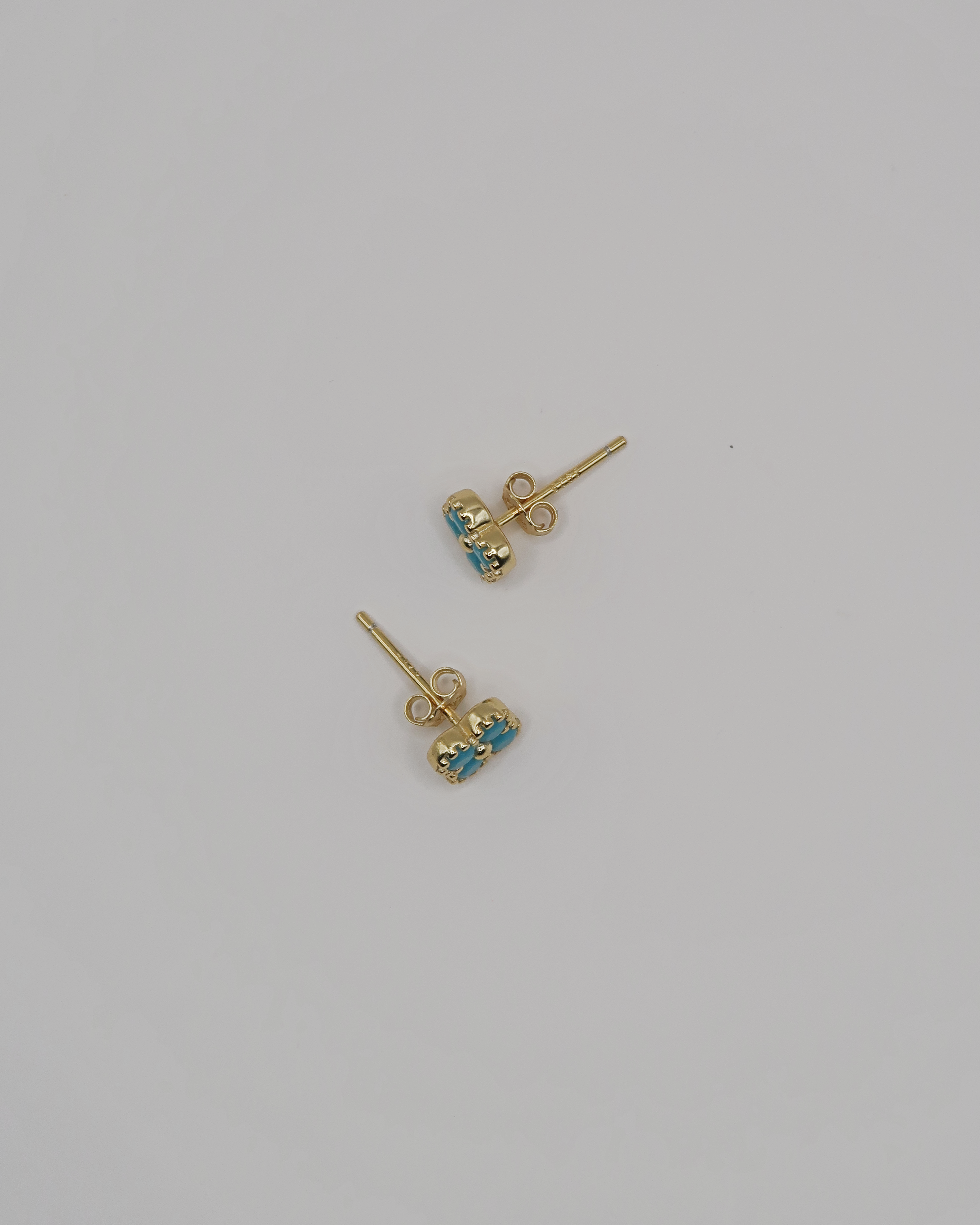 Humbleworks Brigida Blue Flower Studs Earrings - Gold