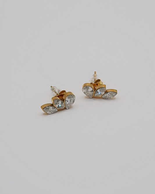 Humbleworks Etta Stud Zirconia Earrings - Gold