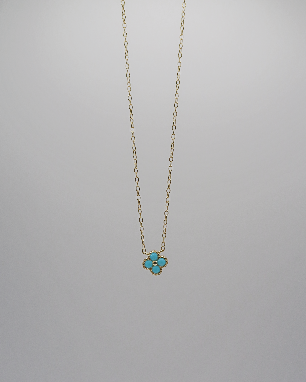 Humbleworks Lola Blue Four Leaf Necklace - Gold