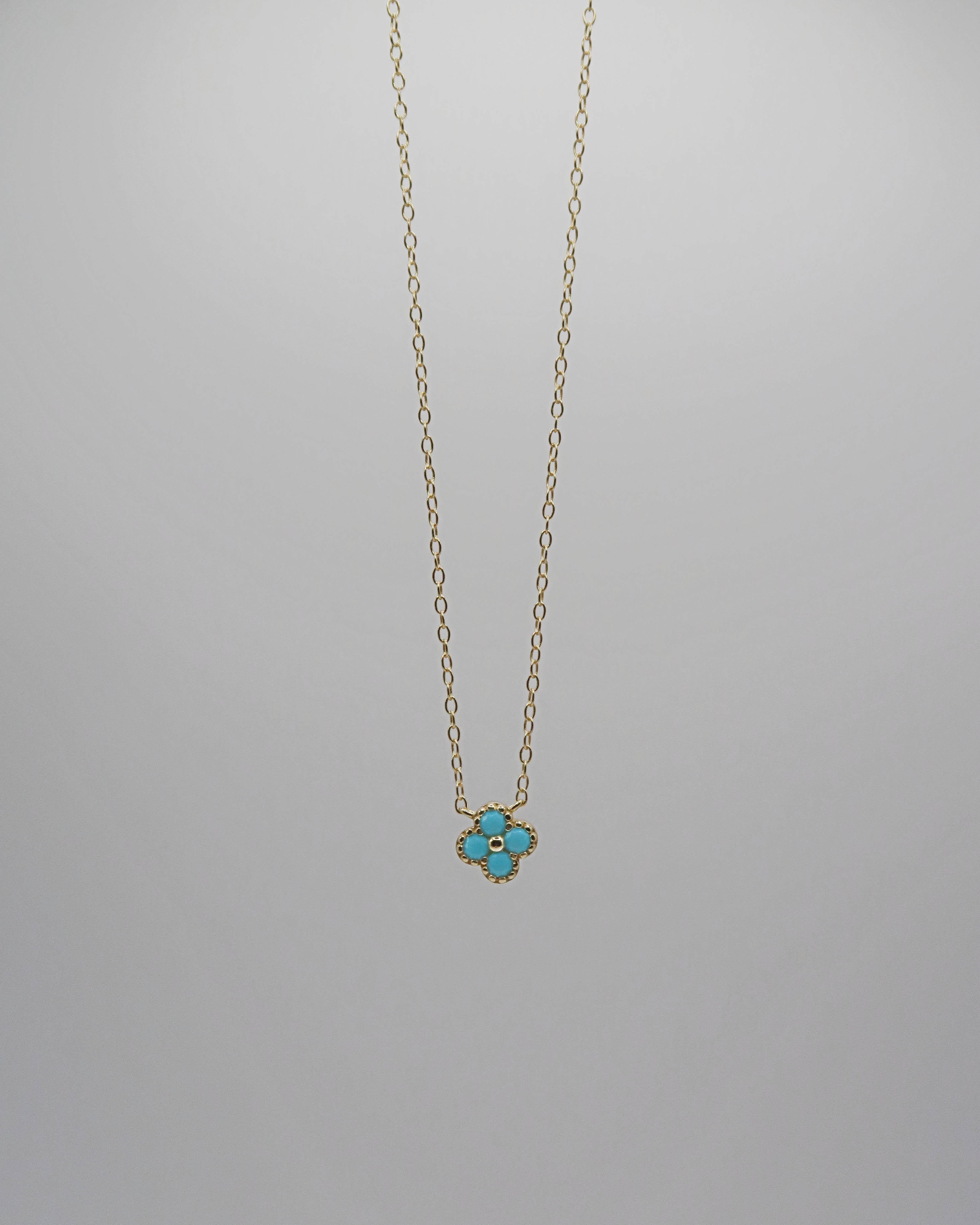 Humbleworks Lola Blue Four Leaf Necklace - Gold