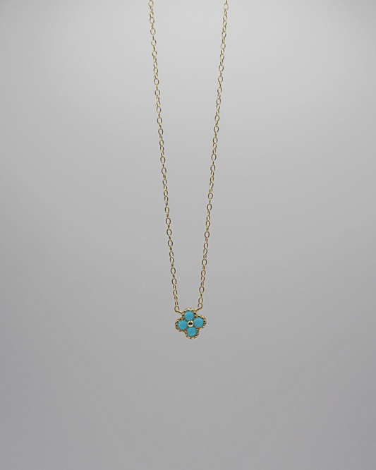 Humbleworks Lola Blue Four Leaf Necklace - Gold