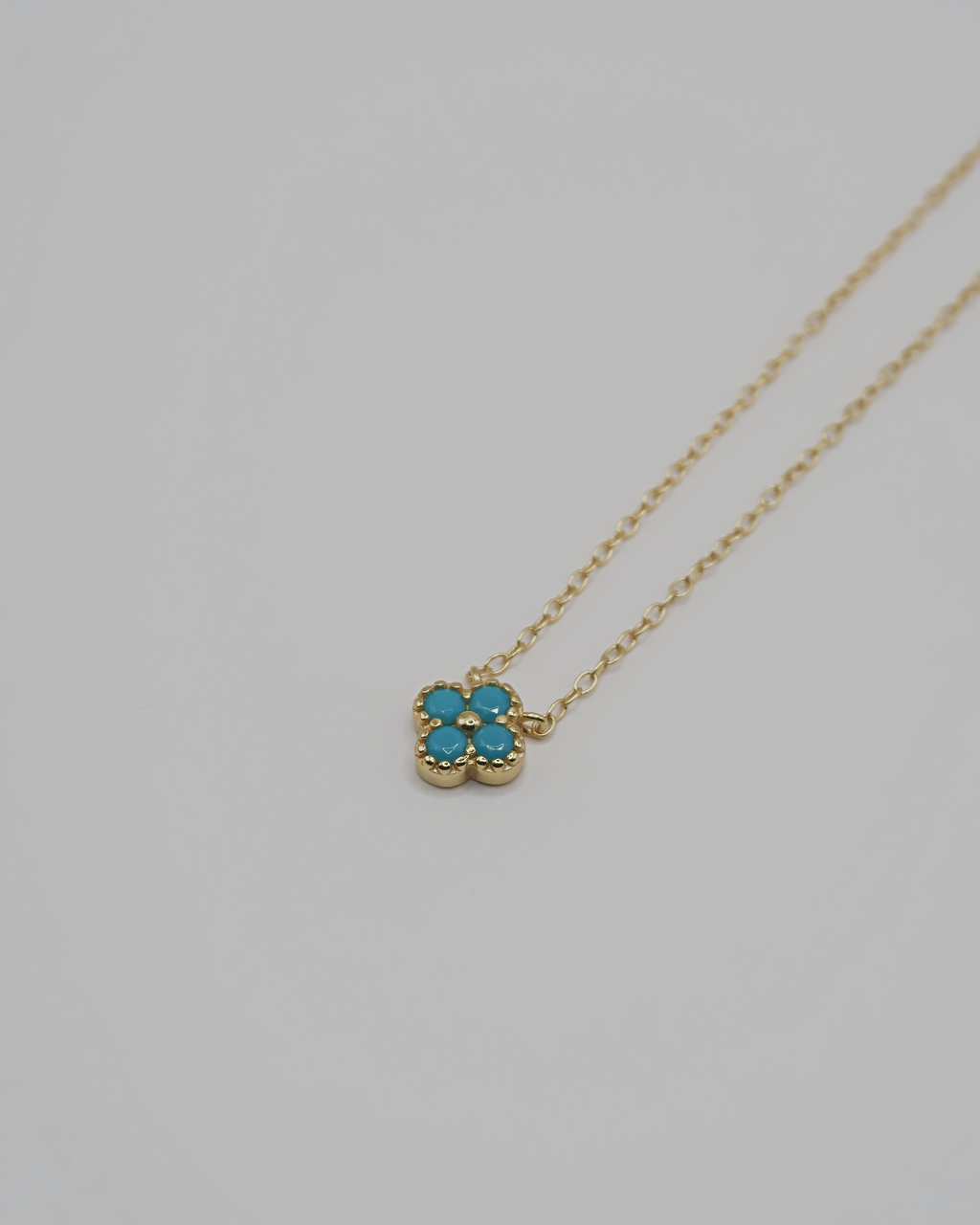 Humbleworks Lola Blue Four Leaf Necklace - Gold