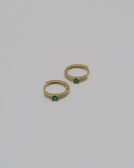 Humbleworks Monroe Green Zircon Hoops Earrings - Gold