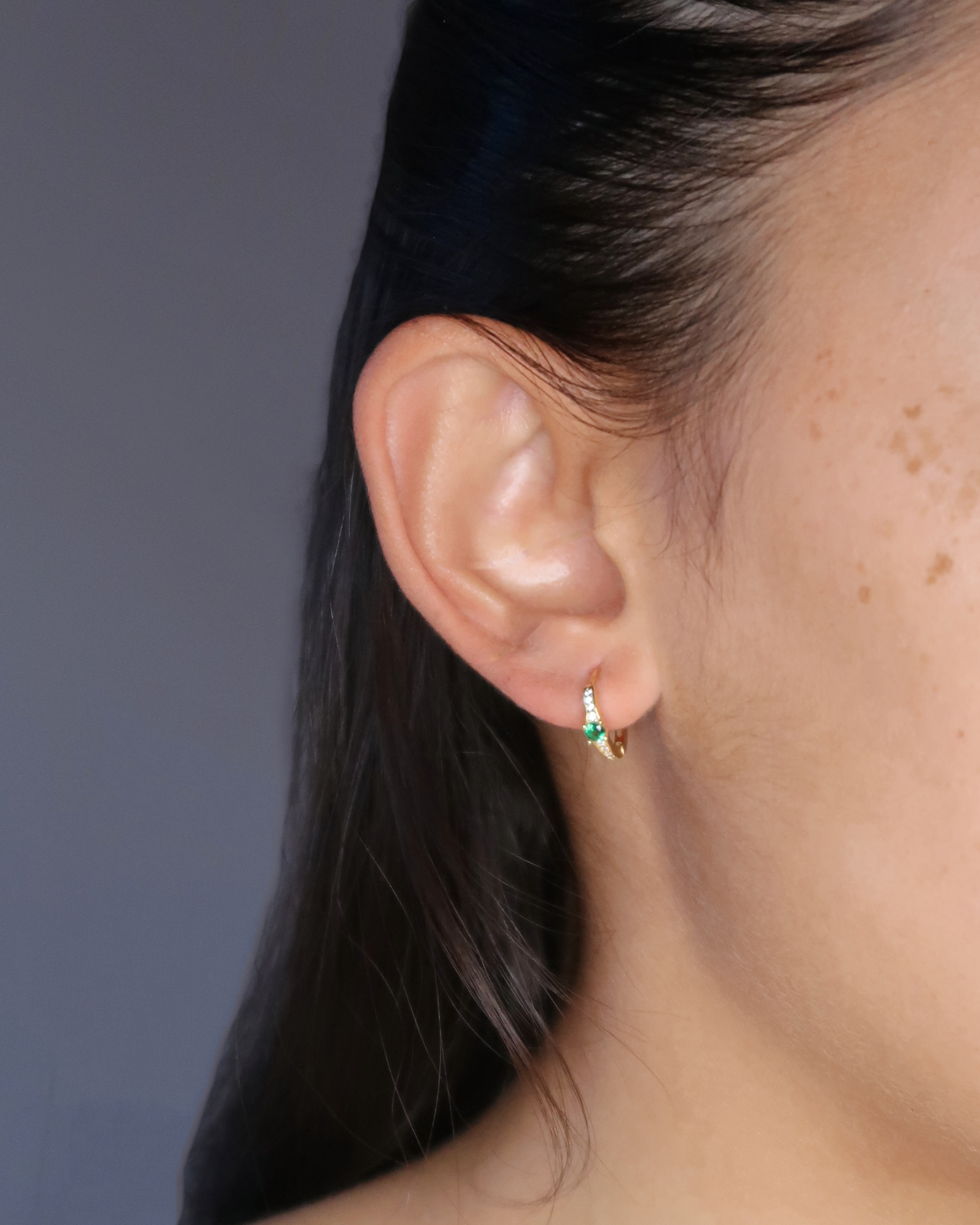 Humbleworks Monroe Green Zircon Hoops Earrings - Gold