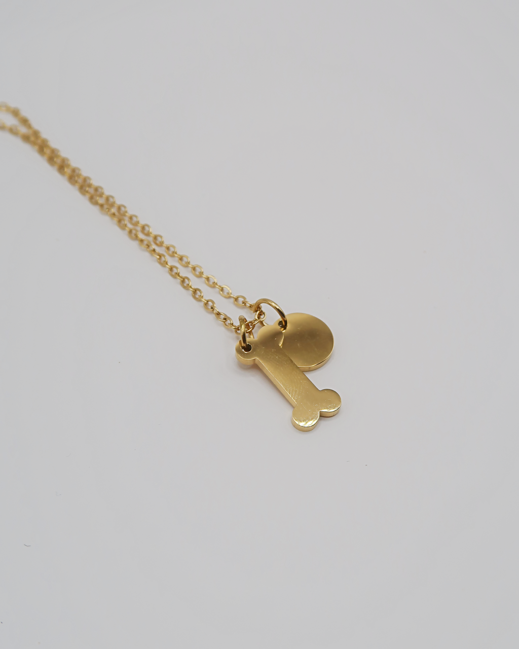 Humbleworks Olive Dog & Bone Charm Necklace - Gold