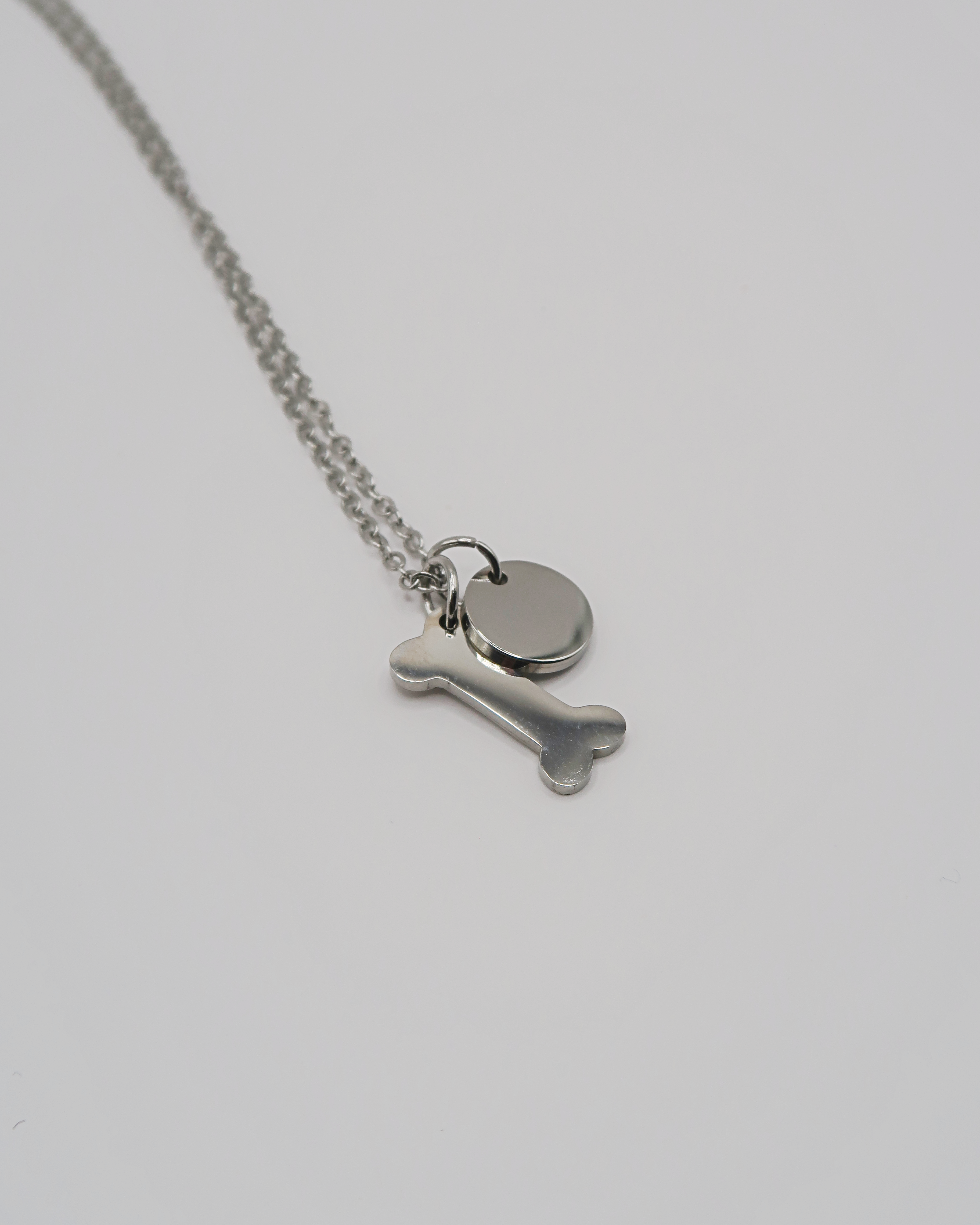 Humbleworks Olive Dog & Bone Charm Necklace - Silver