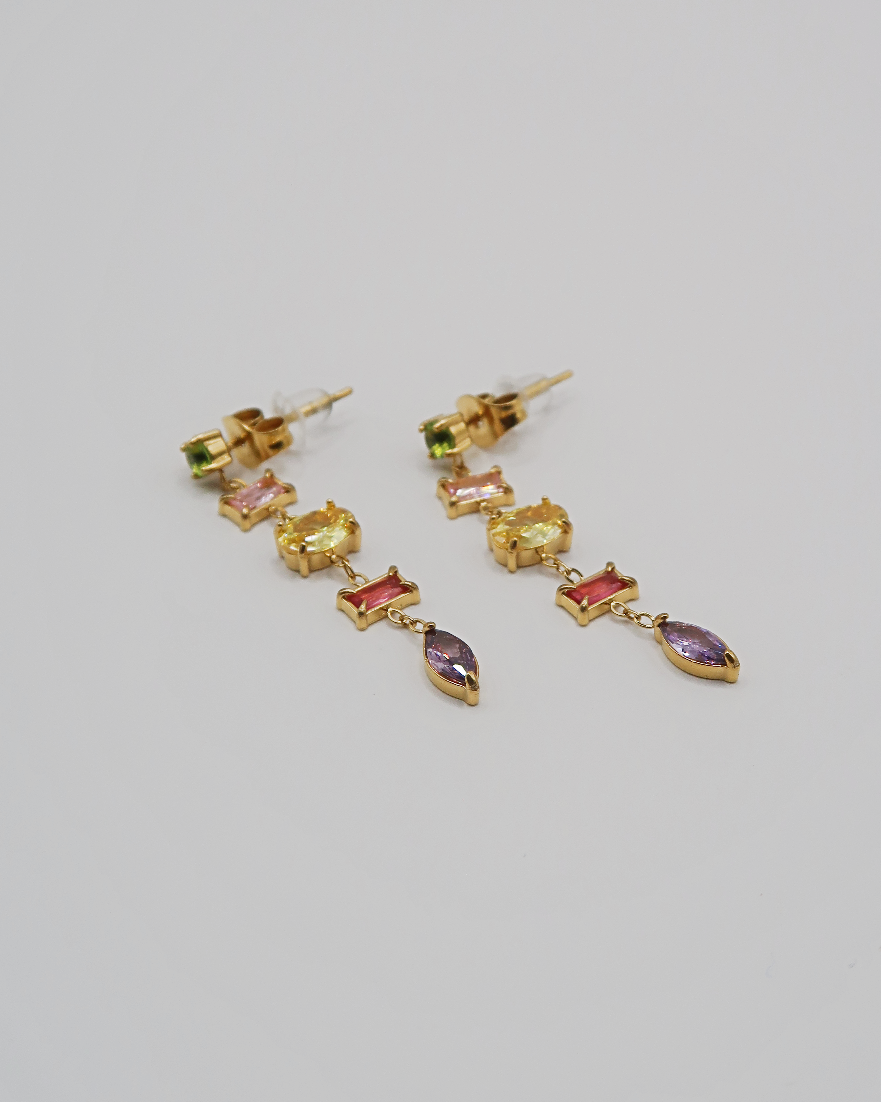 Humbleworks Reeves Multi Colour Zircon Earrings - Gold