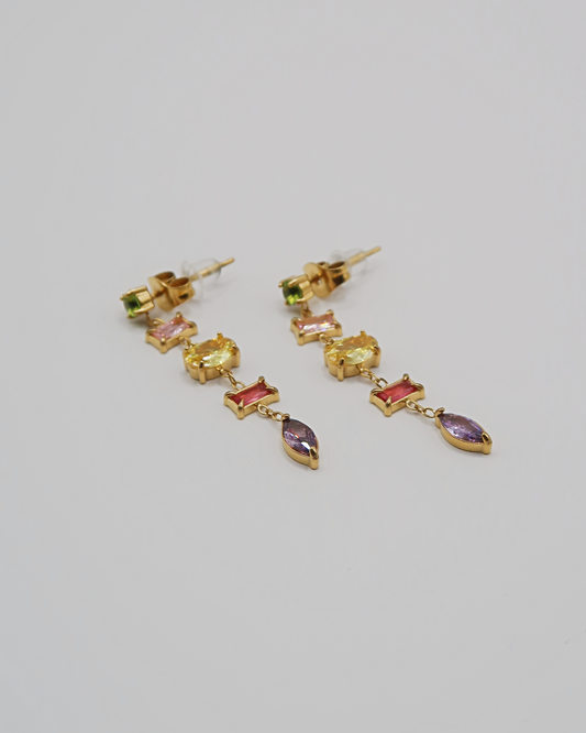 Humbleworks Reeves Multi Colour Zircon Earrings - Gold