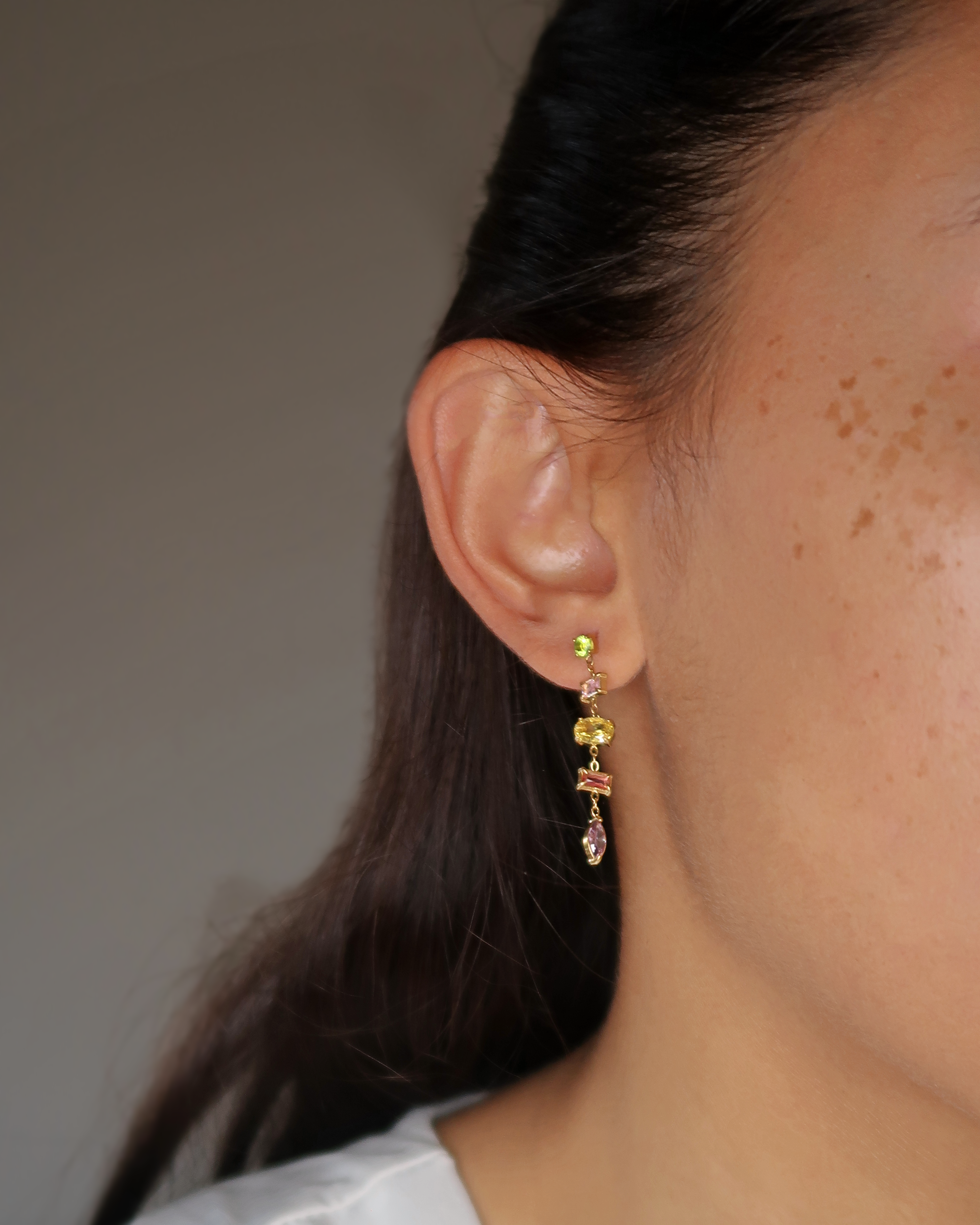 Humbleworks Reeves Multi Colour Zircon Earrings - Gold