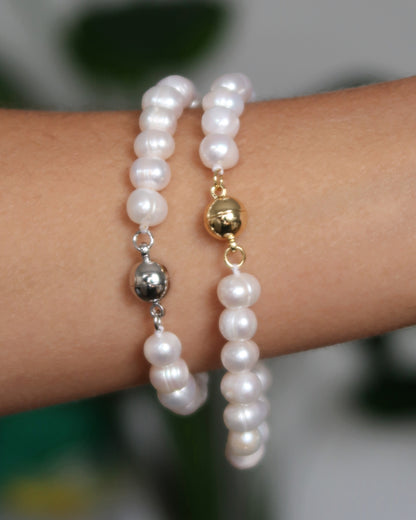 Maya Melbourne Round Pearl Bracelet Small - Silver Clasp