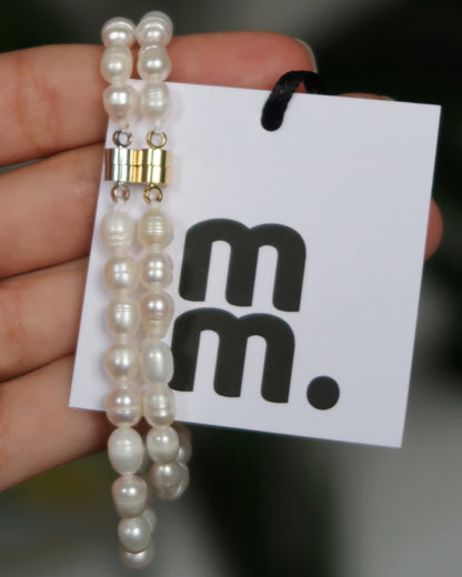 Maya Melbourne Rice Pearl Bracelet Medium - Silver Clasp