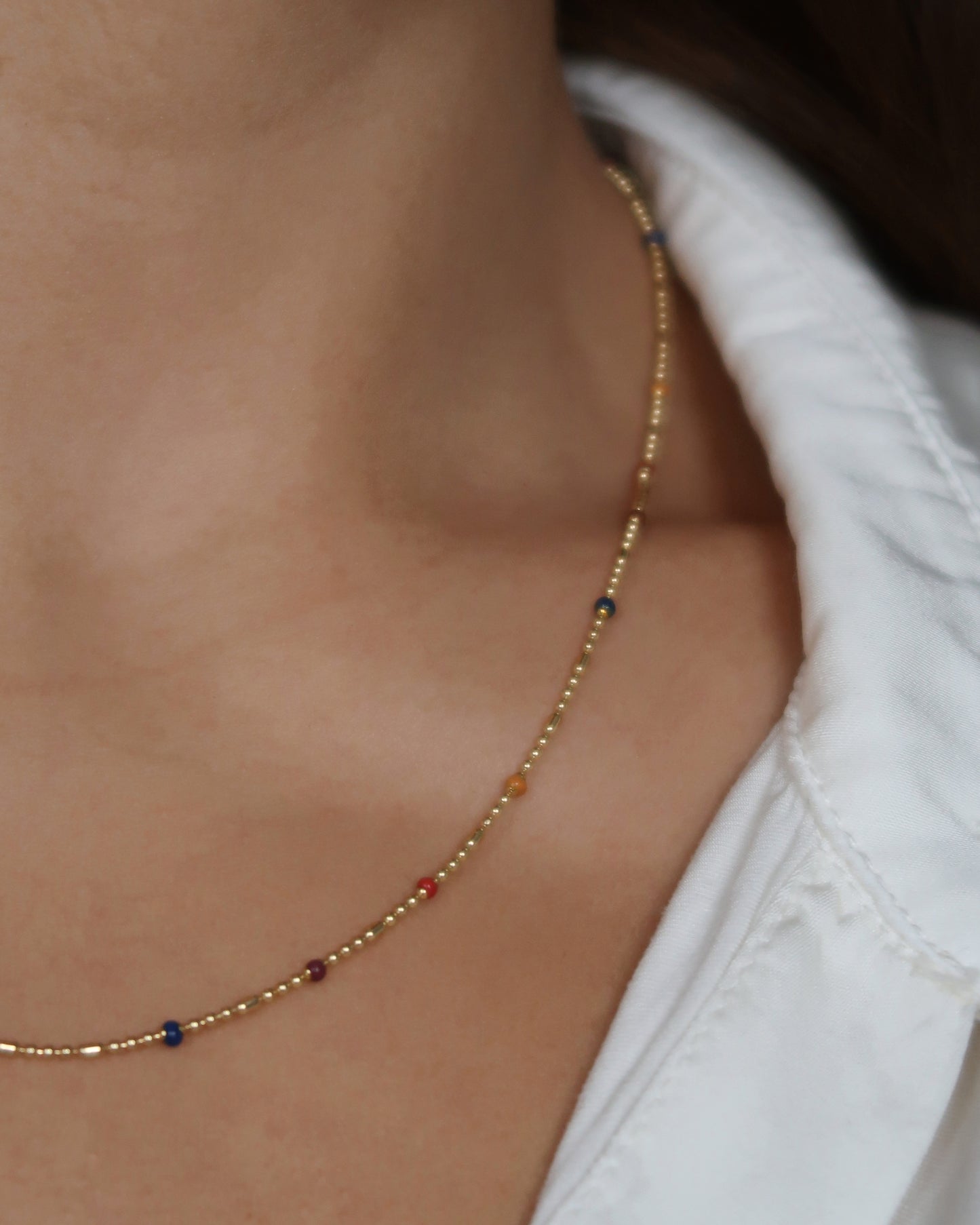 SC Mini Gold and Stone Chain Necklace