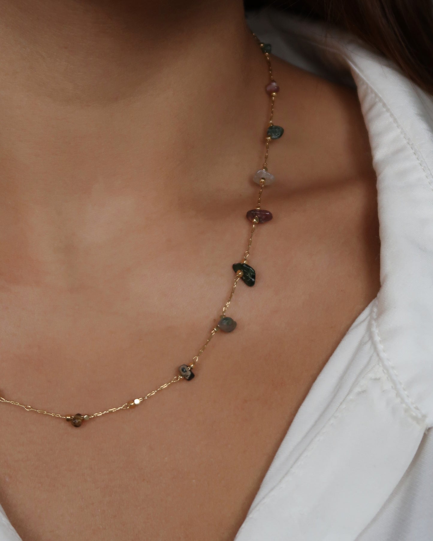 SC Fine Gold Chain and Natural Stone Necklace