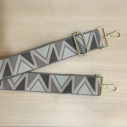 Roman Holiday Bag Strap Triangle Print - Pink/Taupe - Gold