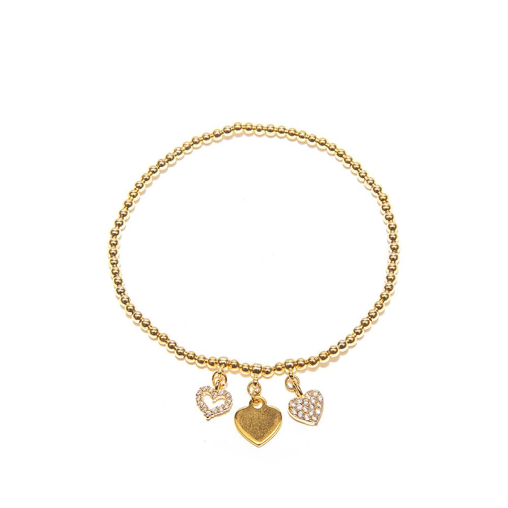 Vestopazzo Tris Hearts Elastic Bracelet (KG1008) - Gold