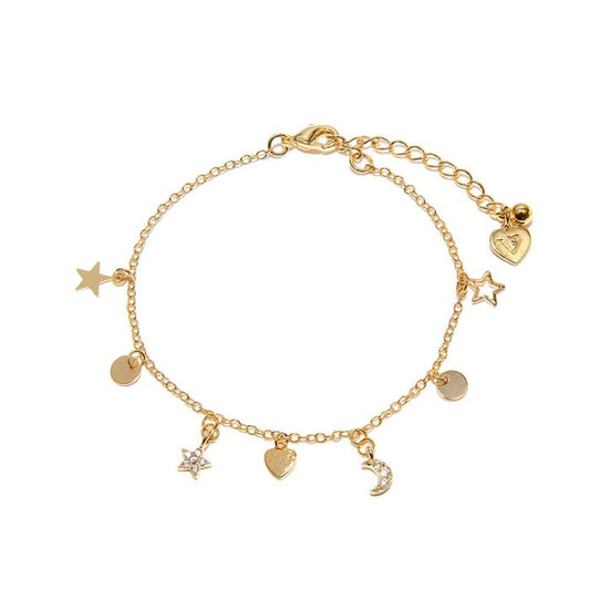 Vestopazzo Moon/Star Pendant Bracelet (KG1012) - Gold