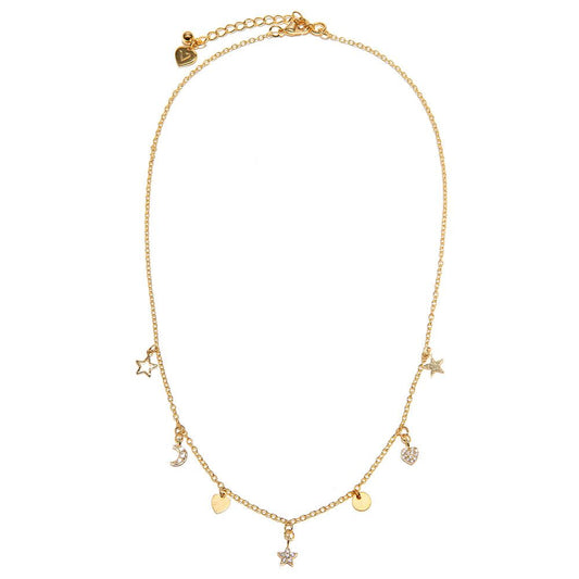 Vestopazzo Heart/Star/Moon Charm Choker Necklace (KG2019) - Gold