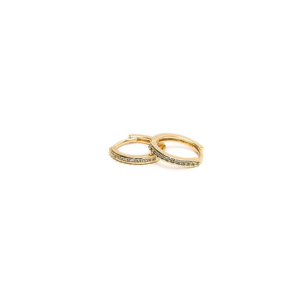 Vestopazzo Small Zircon Hoop Earrings (KG3002) - Gold
