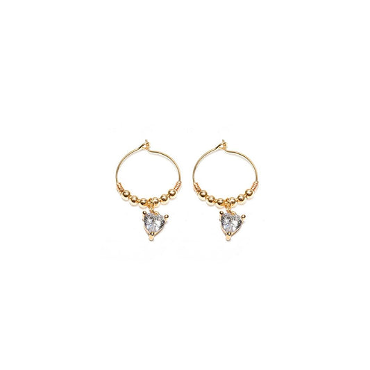 Vestopazzo Micro Wire Heart Hoop Earrings (KG3015) - Gold