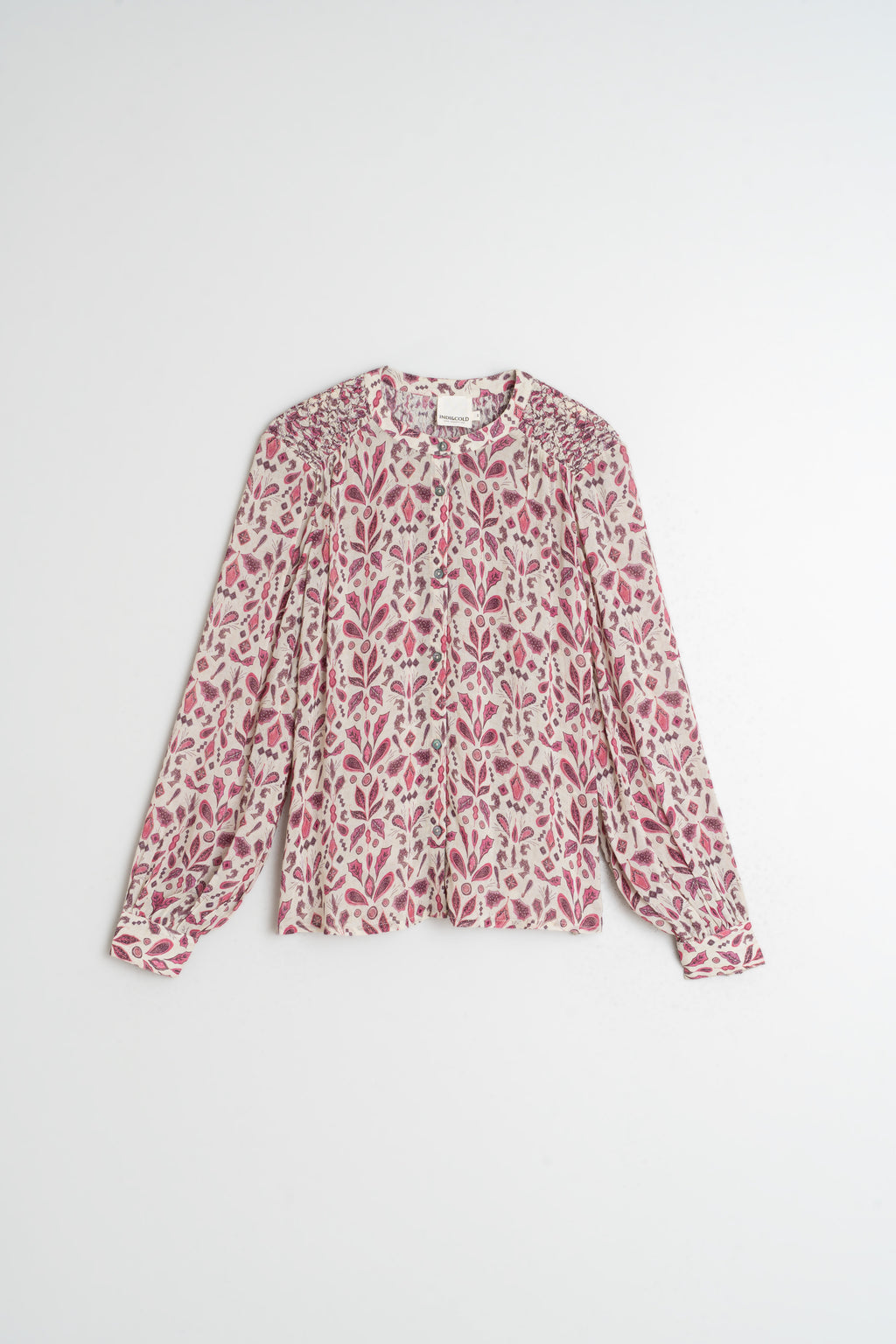 Indi & Cold Smock-Detail Shirt (KI197) - Frambuesa