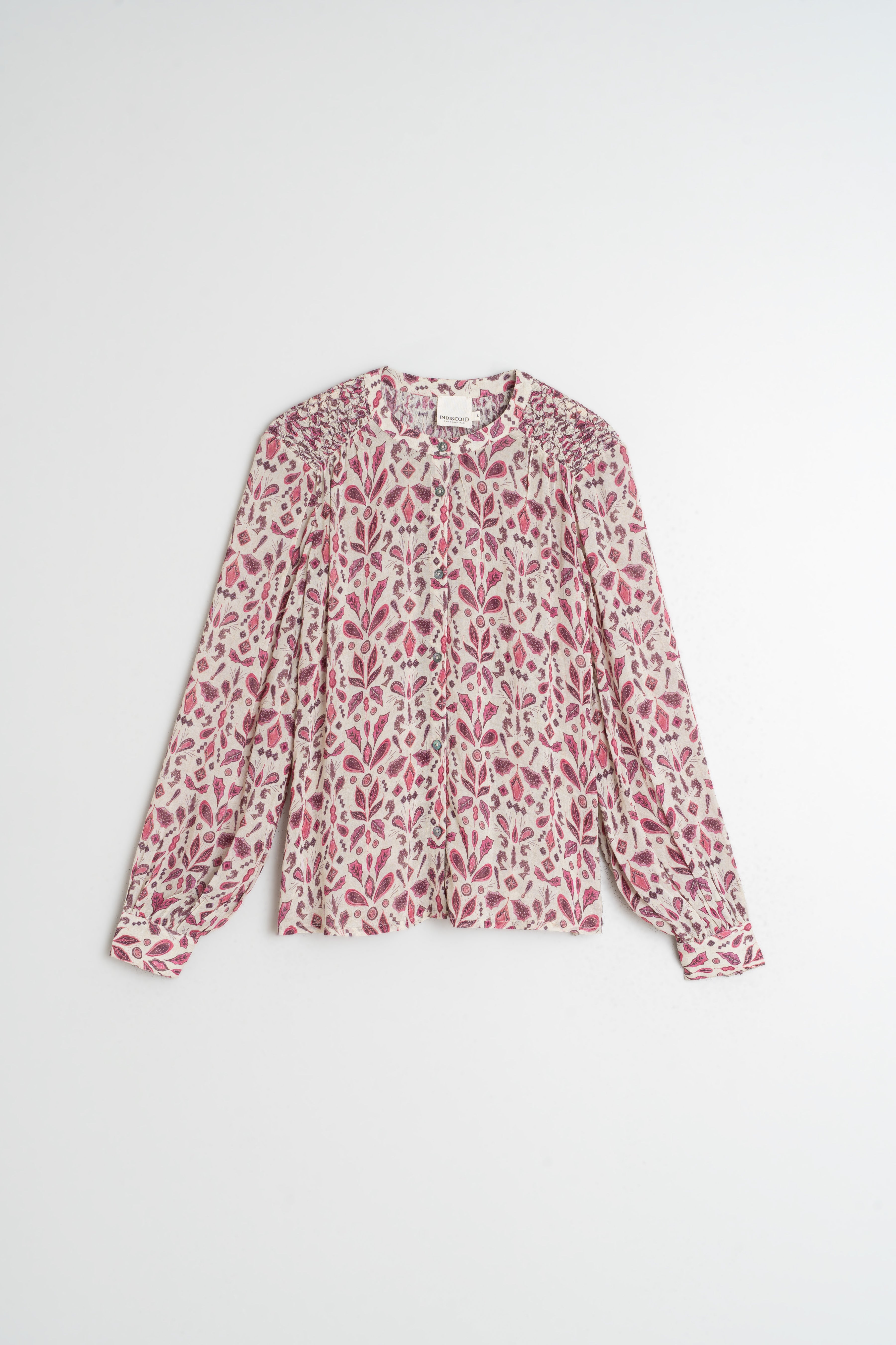 Indi & Cold Smock-Detail Shirt (KI197) - Frambuesa