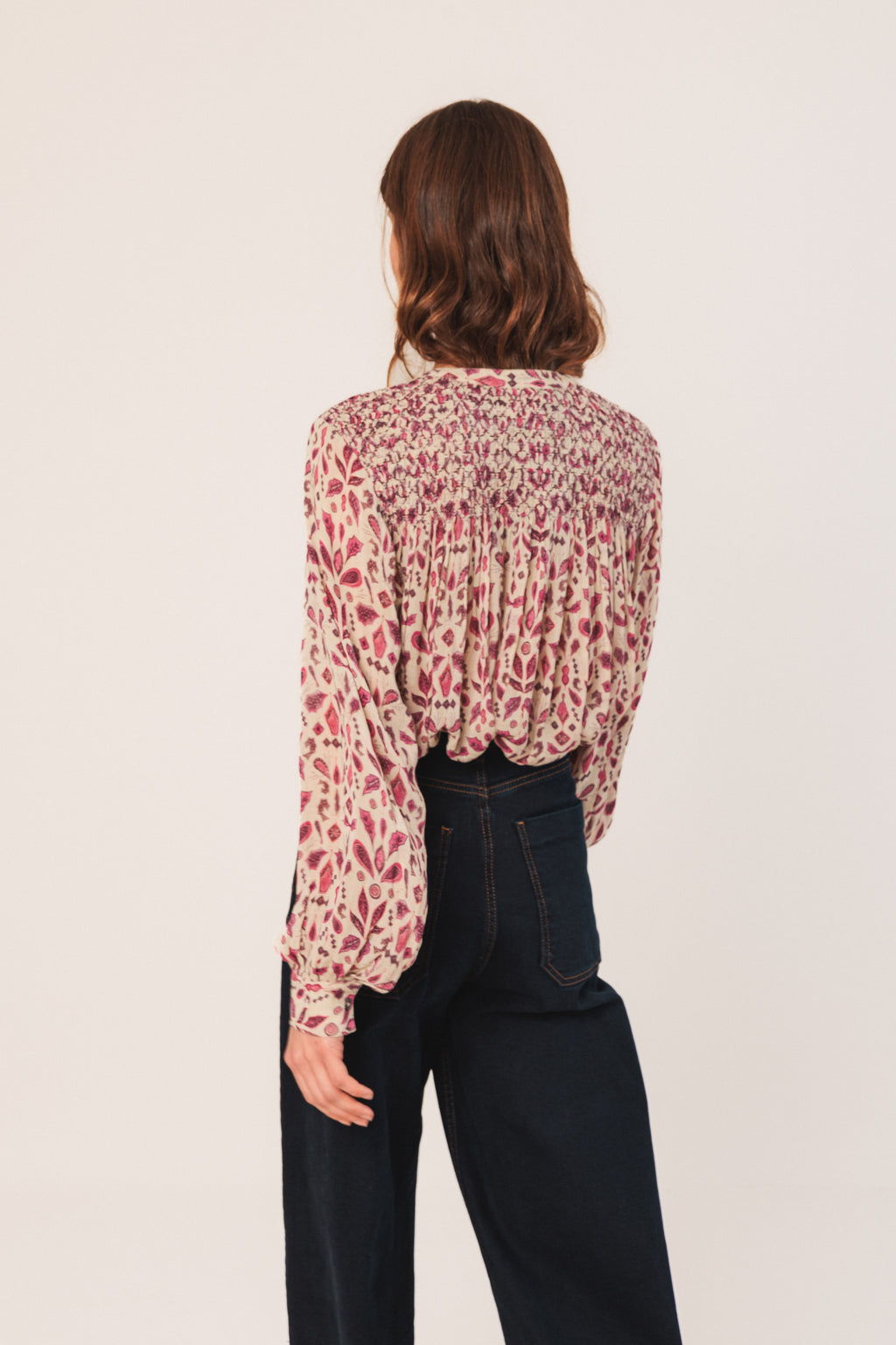 Indi & Cold Smock-Detail Shirt (KI197) - Frambuesa