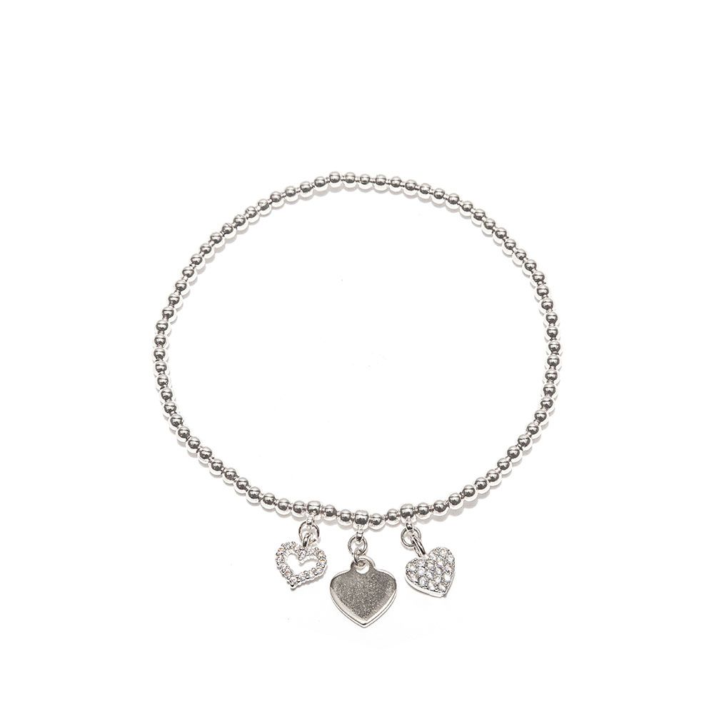 Vestopazzo Tris Hearts Elastic Bracelet (KS1008) - Silver