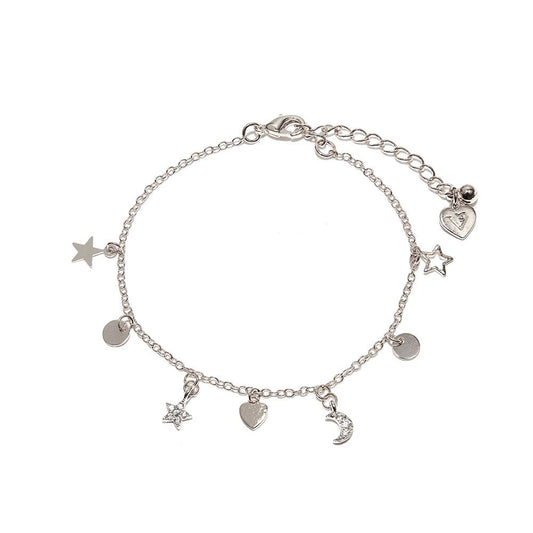 Vestopazzo Moon/Star Pendant Bracelet (KS1012) - Silver