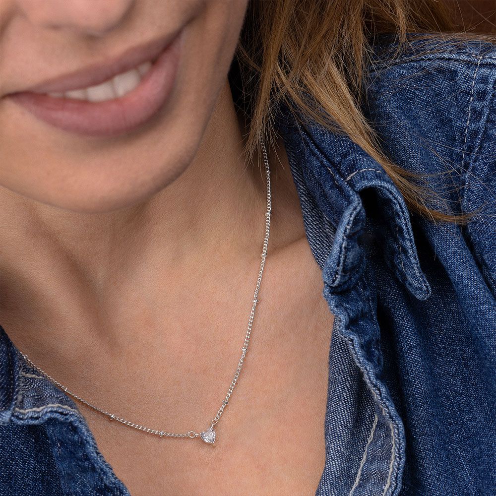 Vestopazzo Heart Choker Necklace (KS2008) - Silver