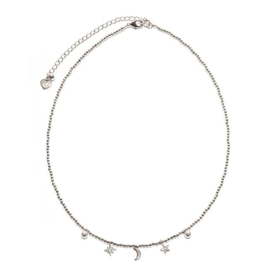 Vestopazzo Moon/Star Choker Necklace (KS2016) - Silver