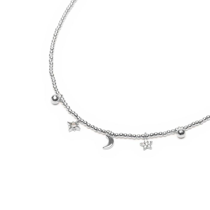 Vestopazzo Moon/Star Choker Necklace (KS2016) - Silver