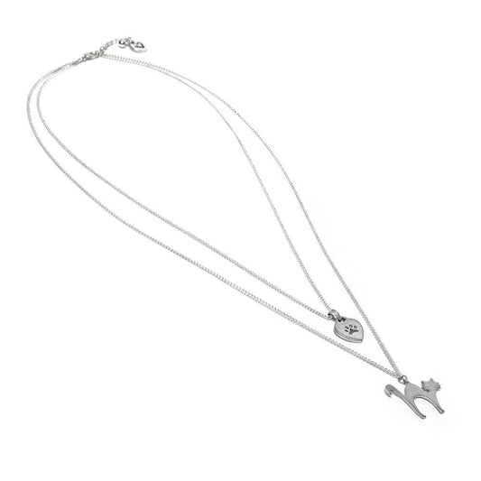 Vestopazzo Cat Pendant Double Chain Necklace (LO53061) - Silver