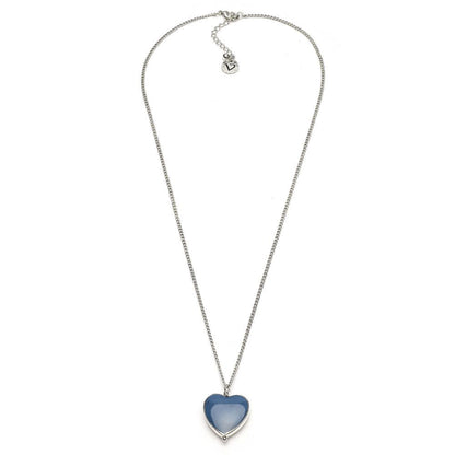 Vestopazzo Denim Heart Pendant Necklace (LO53142) - Silver
