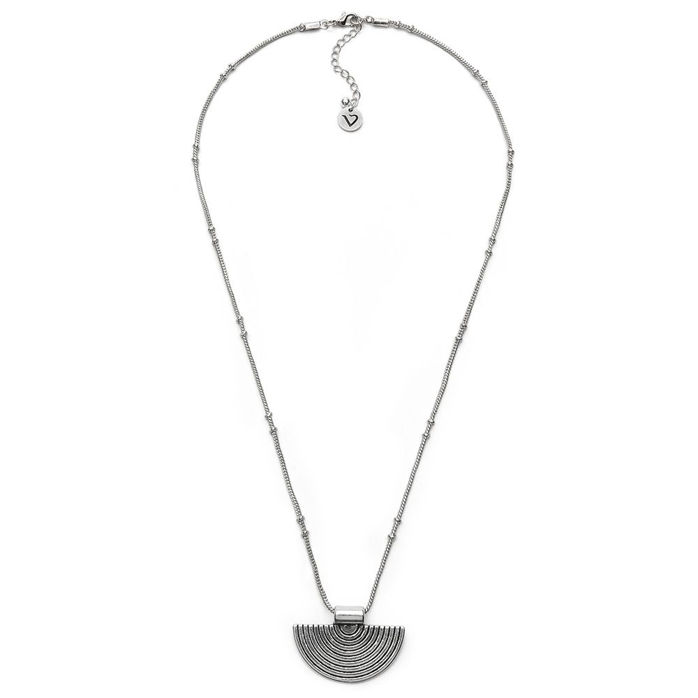 Vestopazzo Half Shield Pendant Necklace (LO53159) - Silver