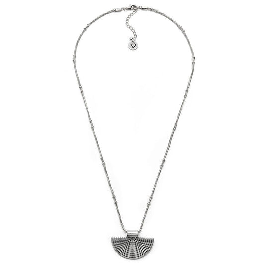 Vestopazzo Half Shield Pendant Necklace (LO53159) - Silver