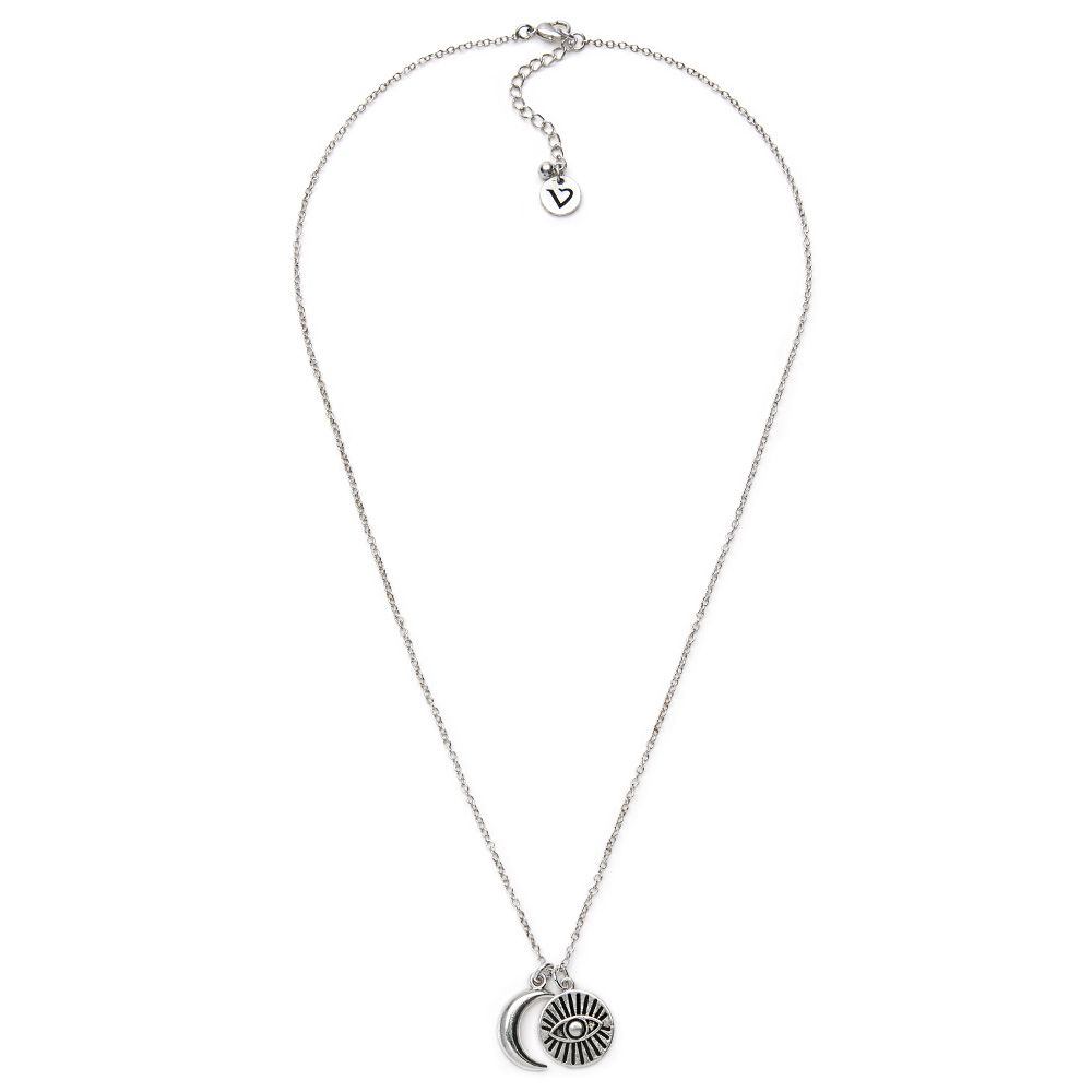 Vestopazzo Moon/Egyptian Eye Pendant Necklace (LO53160) - Silver
