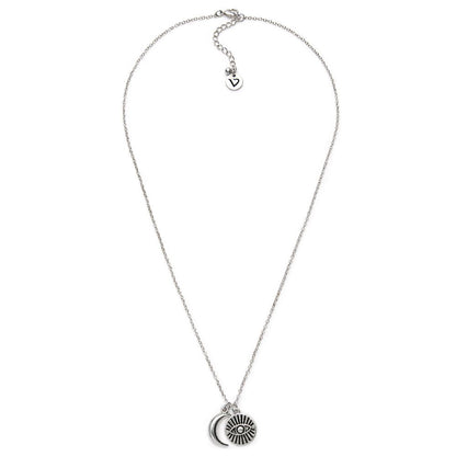Vestopazzo Moon/Egyptian Eye Pendant Necklace (LO53160) - Silver
